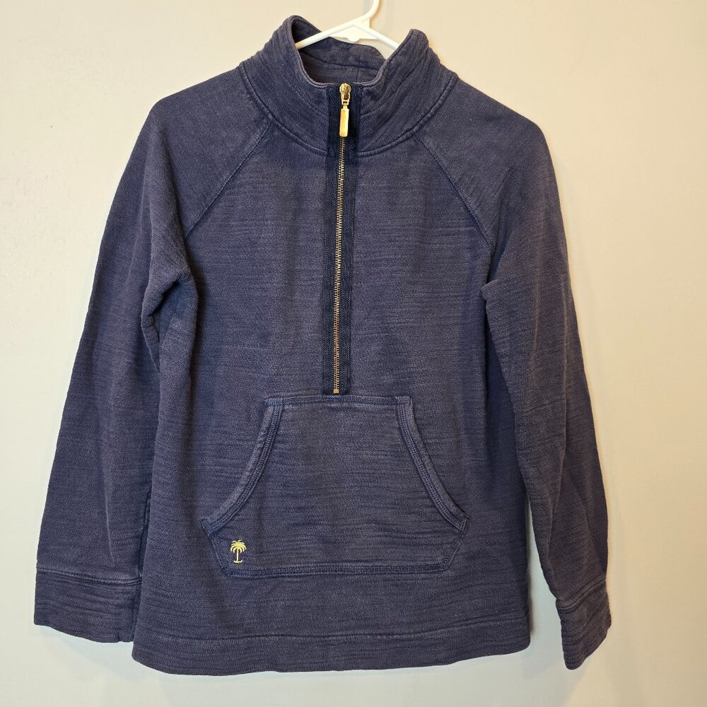 Lilly Pulitzer Sweatshirt Skipper Popover Pullover Womens Extra Small Blue XS
